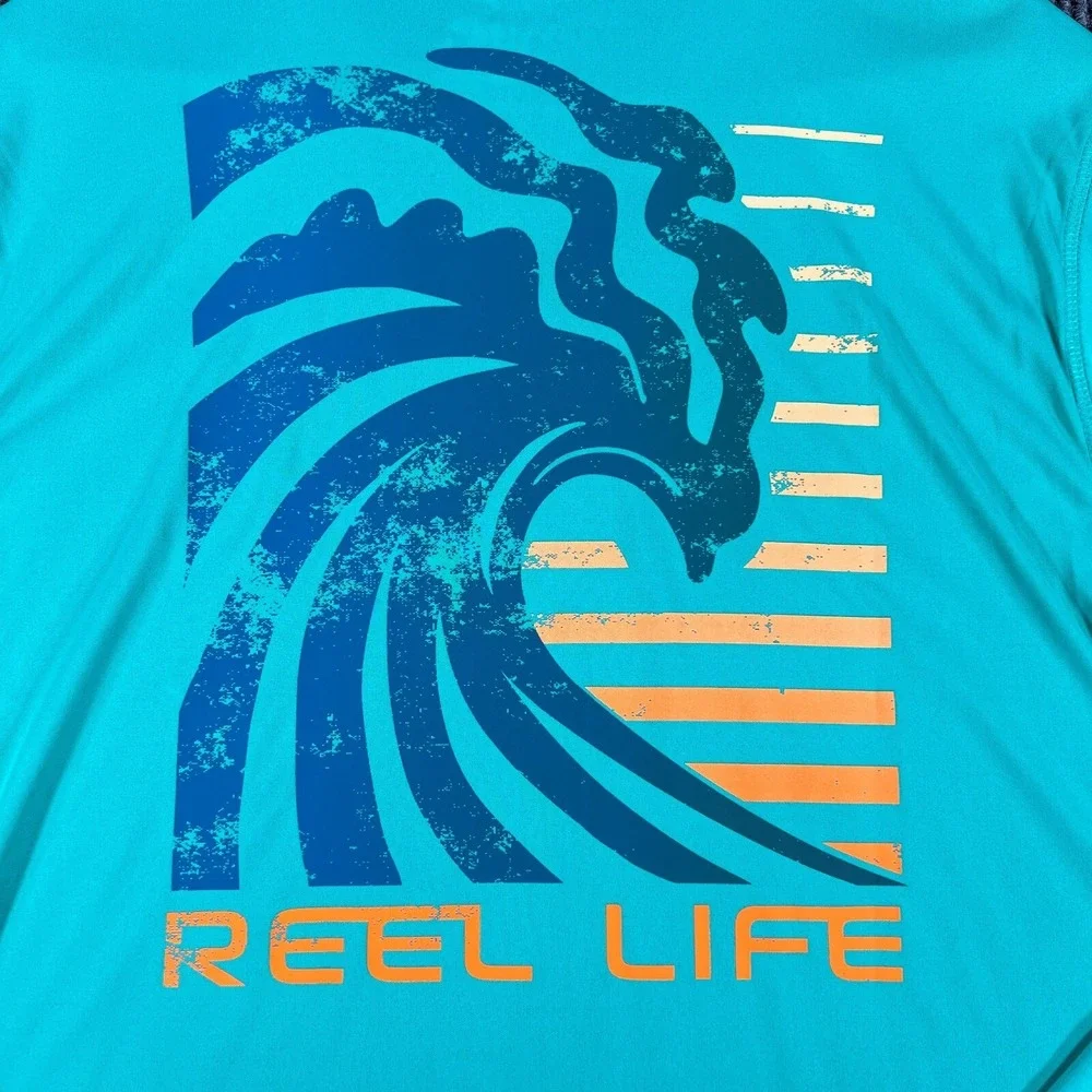 Reel Life Shirt Mens Large Green Long Sleeve Lightweight Fishing Outdoor Casual